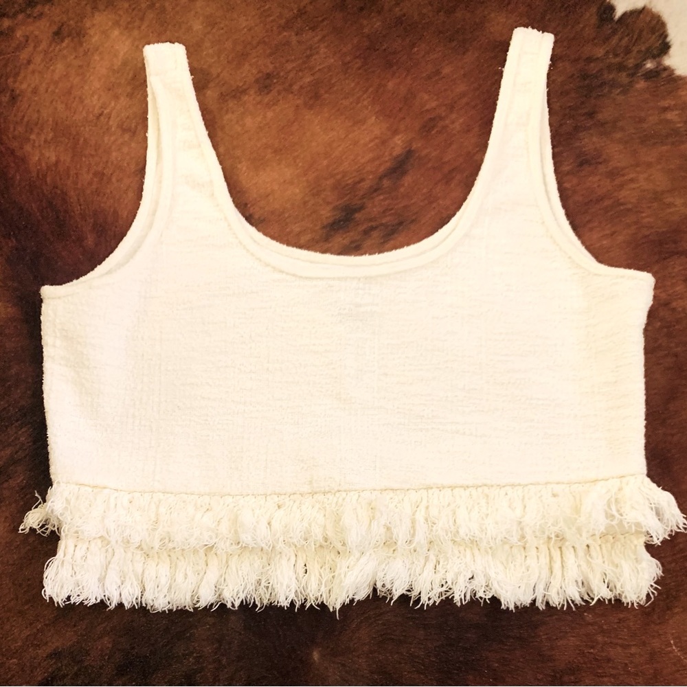 SAYLOR Cropped Double Fringe Top - Medium - Brand New without Tags $148